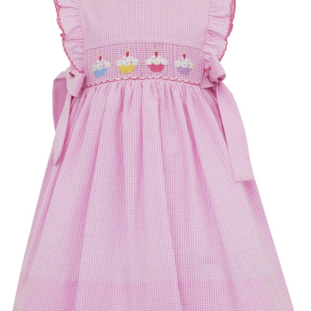Adorable Pink Gingham Dress with Cupcake Design